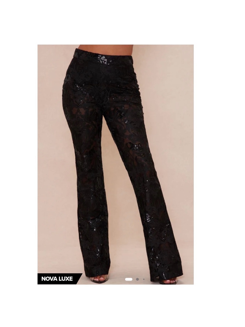 NWT Fashion Nova Luxe Black Charlize Sequin Embroidered Pants Size 1X